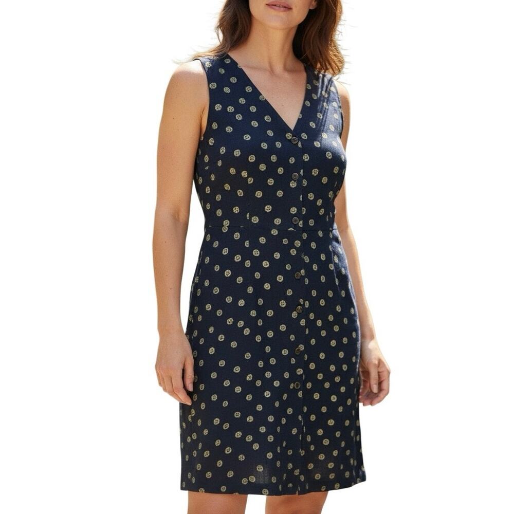 J.Crew Size 14 Sunflower Embroidered Linen Blend Button Front Shift Mini Dress